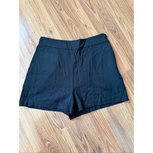 Leith Women's Flat Front High Rise Side Zip Casual Shorts Black Medium